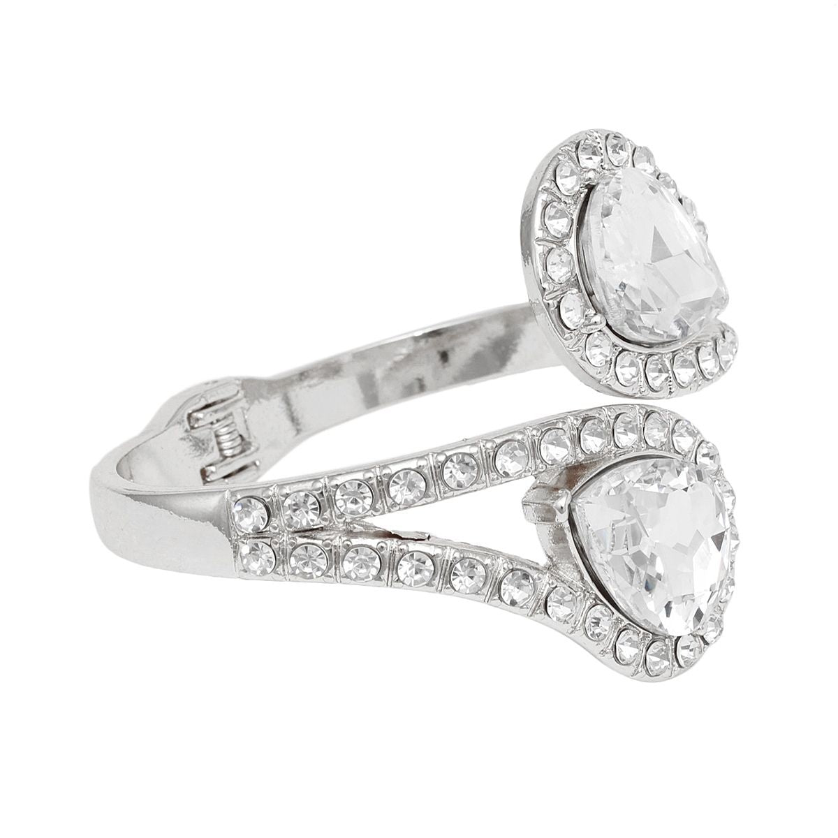 Cuff Brilliant Silver Teardrop Crystal Bracelet