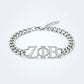ZPB Sorority Silver Chain Greek Letter Bracelet