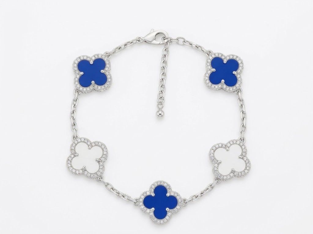 ZPB Royal Blue White Quatrefoil Clover Bracelet