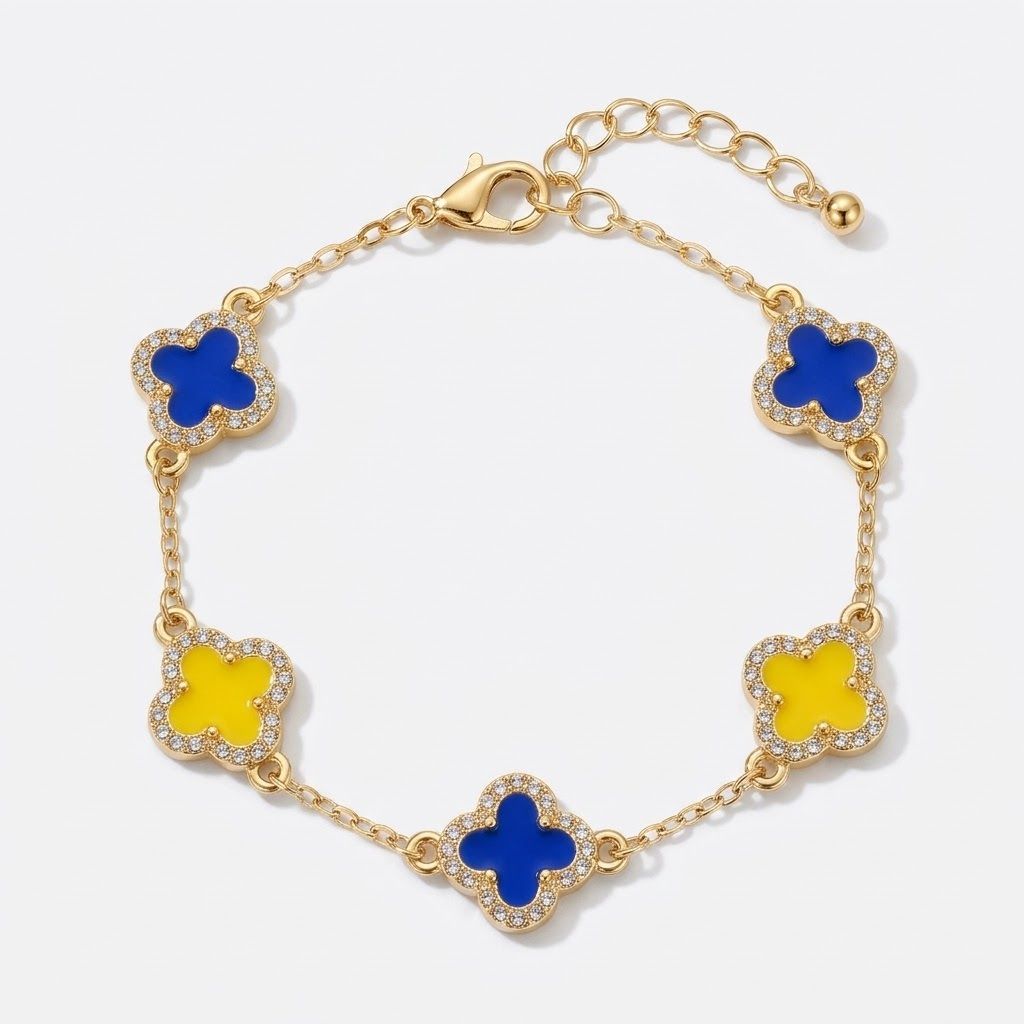 SGRHO Blue and Yellow Quatrefoil Clover Bracelet