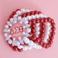 DST Bracelet Red White Pearl Delta 5 Strand for Women