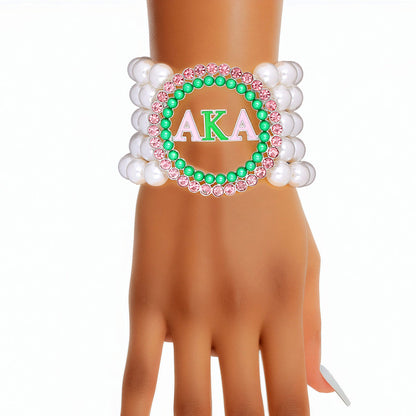 AKA Pearl Bracelet Alpha Kappa Pink Green