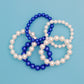 ZPB Blue White Pearl Stretch 5 Pcs Bracelets Women