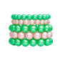 AKA Pink Green Pearl Stretch 5 Pcs Bracelets Women