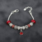 Silver Snake Chain Red Charm Women's Bracelet