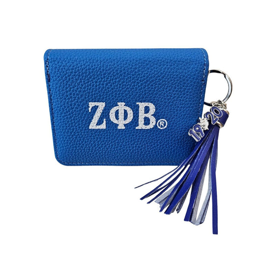 ZPB Sorority Blue Tassel Keychain Zipper Wallet
