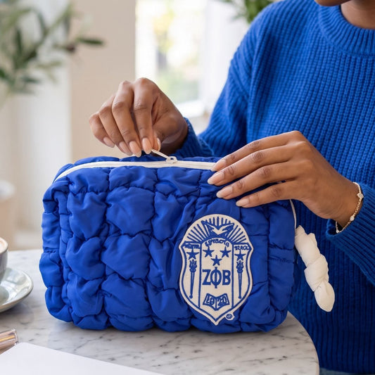 ZPB Royal Blue Crest Mini Quilted Puffy Pouch