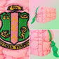 AKA Candy Pink Crest Mini Quilted Puffy Pouch