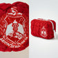 DST Crimson Red Crest Mini Quilted Puffy Pouch