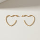 Open Hoop Classic Matte Gold Heart Earrings