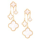 Dangle White Clover Gold Chain Earrings for Women