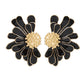 Studs Black Half Daisy Flower Earrings for Women