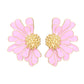 Studs Pink Half Daisy Flower Earrings for Women