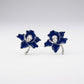 Zeta Phi Beta Blue Enamel Flower Stud Earrings