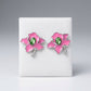 Alpha Kappa Alpha Pink Enamel Flower Stud Earrings