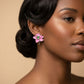 Alpha Kappa Alpha Pink Enamel Flower Stud Earrings