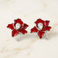 Delta Sigma Theta Red Enamel Flower Stud Earrings