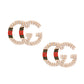 Studs Gold Italian Luxe Red Green Stripe Earrings