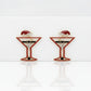 Stud Gold Tipsy Santa Red Martini Xmas Earrings