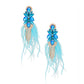 Tassel Blue Feather Glass Earrings for Women