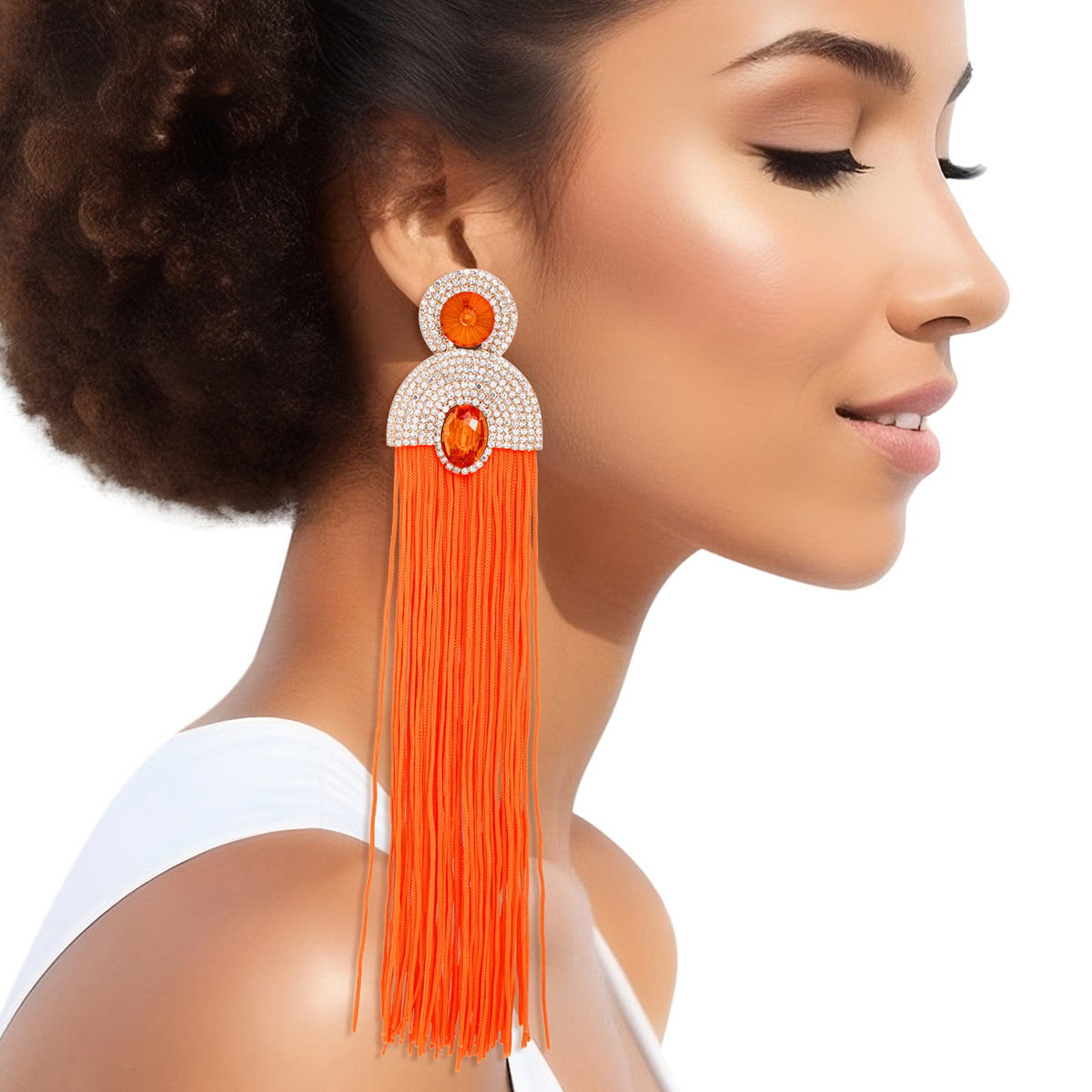 Tassel Orange Long Vintage Glam Earrings for Women