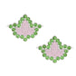 AKA Sorority Pink Green Stone Ivy Leaf Studs
