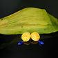 SGRHO Gold Rose Blue Pearl Teardrop Stud Earrings