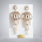 Gold Arched Glass Crystal Chandelier Earrings