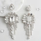 Silver Arched Glass Crystal Chandelier Earrings