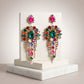 Multicolor Arched Glass Crystal Chandelier Earrings