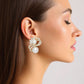 Clip On High End Gold Ribbon Cream Pearl Earrings