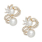 Clip On High End Gold Ribbon Cream Pearl Earrings