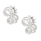 Clip On High End Silver Ribbon Red Pearl Earrings