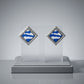 ZPB Blue Wave Silver Framed Art Clip On Earrings