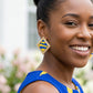 SGRHO Blue Wave Gold Framed Art Clip On Earrings