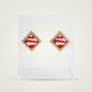DST Crimson Wave Gold Framed Art Clip On Earrings