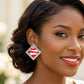 DST Crimson Wave Silver Framed Art Clip On Earrings