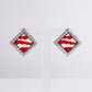 DST Crimson Wave Silver Framed Art Clip On Earrings