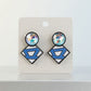 ZPB Glass Crystal Geometric Gem Clip On Earrings