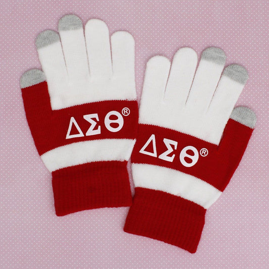 DST Red White Touch and Grip Knit Winter Gloves