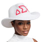 DST Sorority White and Red Pearl Fedora Hat Women