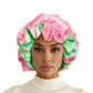 AKA Sorority Pink Green Satin Sleep Bonnet Cap
