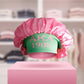 AKA Pink Silky Satin & Contrast Band Sleep Bonnet