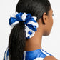 ZPB Blue & White XL Silky Jeweled Hair Scrunchie