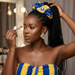 SGRHO Blue & Gold XL Silky Jeweled Hair Scrunchie