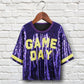 Jersey Purple Yellow Sequin GAME DAY Crop Top