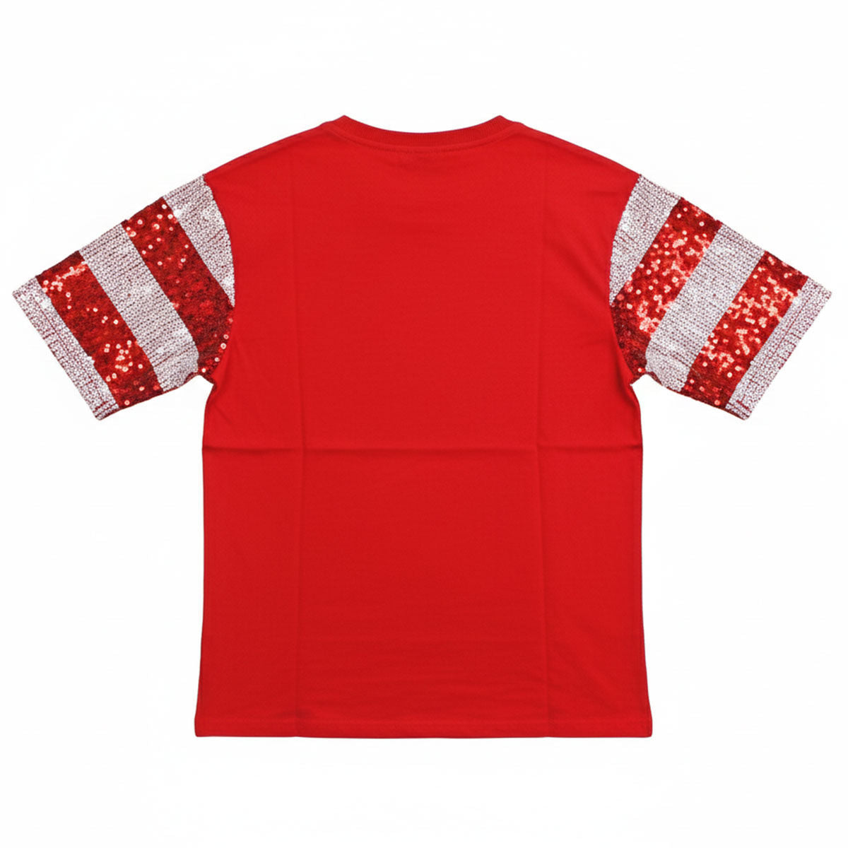 Jersey Holiday Cheer Red White Sequin Xmas Shirt
