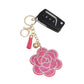 Keychain Glam Pink Rhinestone Flower Padded Charm