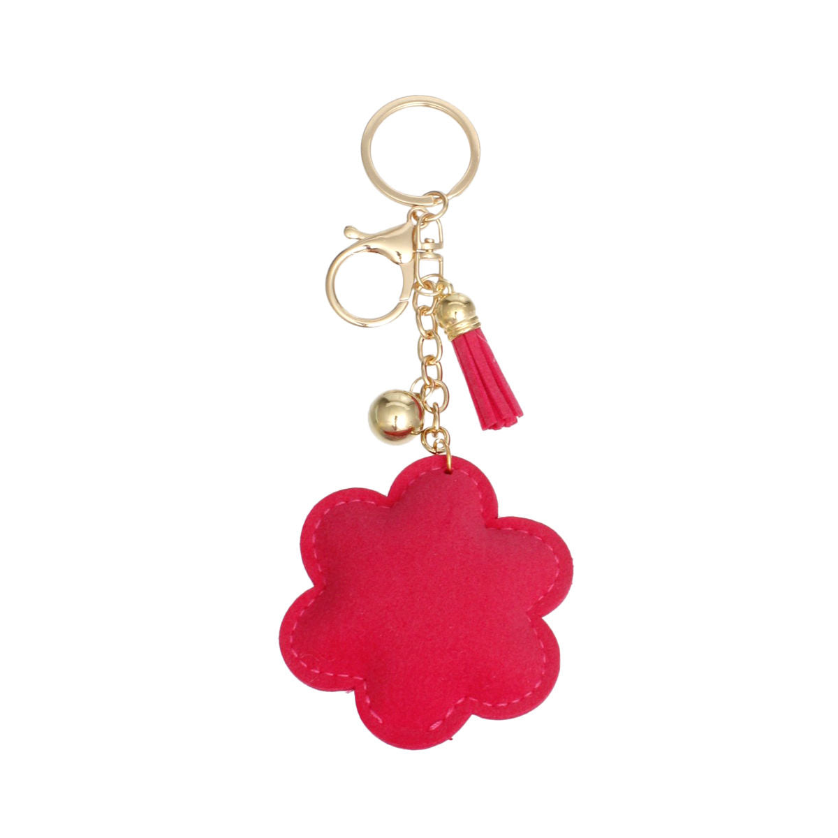 Keychain Glam Pink Rhinestone Flower Padded Charm