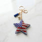 USA Patriotic Star Padded Keychain Bag Clip